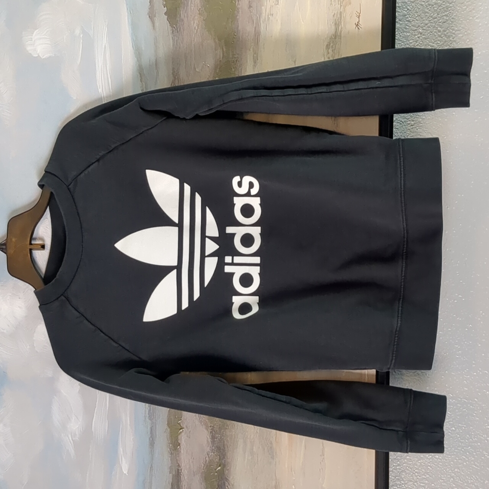 Adidas Crewneck Trefoil Black And White Sweatshirt Size 2XS